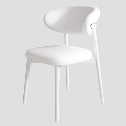 Contemporary Scandinavian Iron PU Leather Sponge Square Dining Chair Backrest Armless For Dining Room