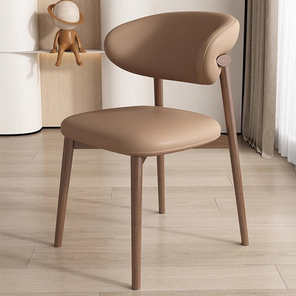 Contemporary Scandinavian Iron PU Leather Sponge Square Dining Chair Backrest Armless For Dining Room
