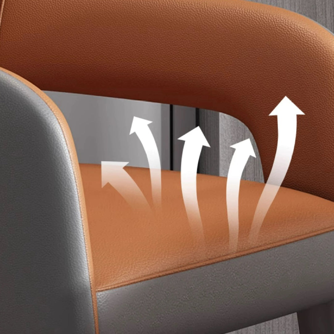 Modern Simplicity Iron PU Leather Sponge Square Elliptical Dining Chair Backrest Armrest For Dining Room