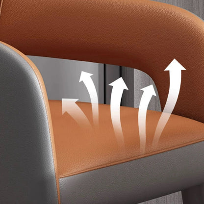 Modern Simplicity Iron PU Leather Sponge Square Elliptical Dining Chair Backrest Armrest For Dining Room