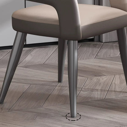 Modern Simplicity Iron PU Leather Sponge Square Elliptical Dining Chair Backrest Armrest For Dining Room