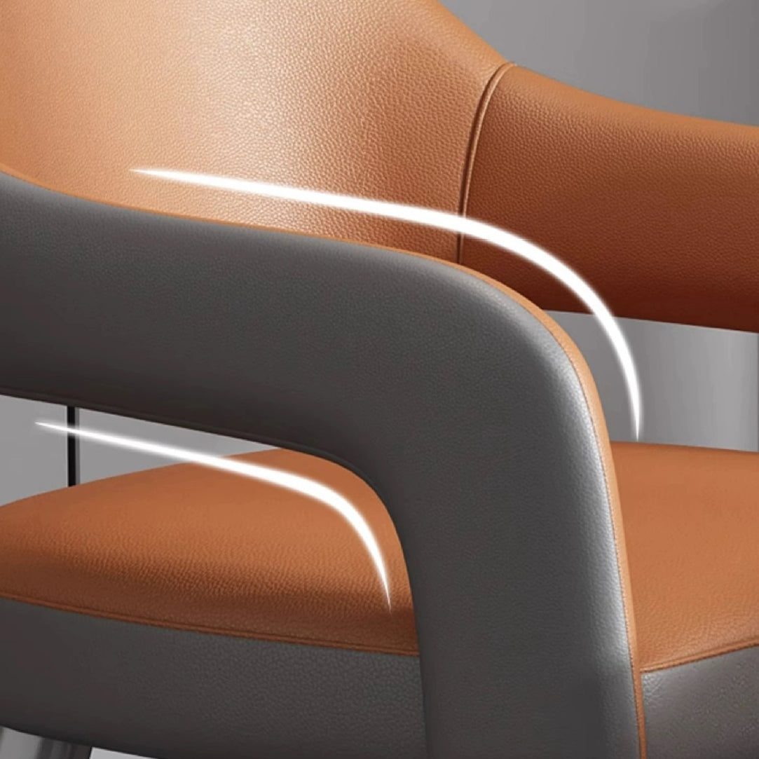 Modern Simplicity Iron PU Leather Sponge Square Elliptical Dining Chair Backrest Armrest For Dining Room