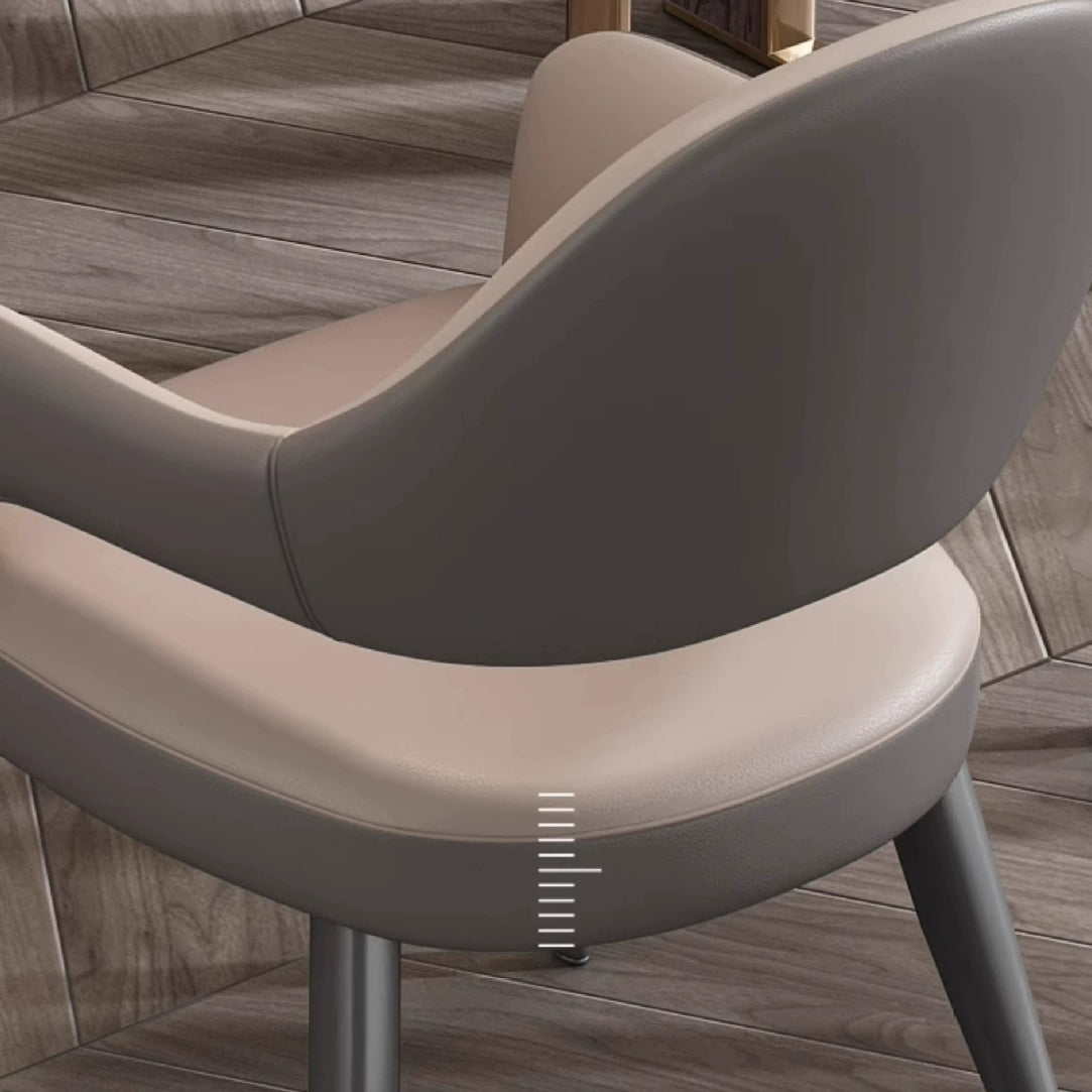Modern Simplicity Iron PU Leather Sponge Square Elliptical Dining Chair Backrest Armrest For Dining Room