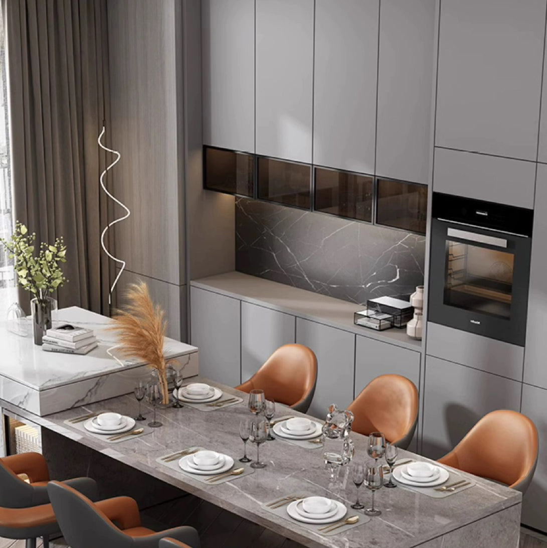 Modern Simplicity Iron PU Leather Sponge Square Elliptical Dining Chair Backrest Armrest For Dining Room