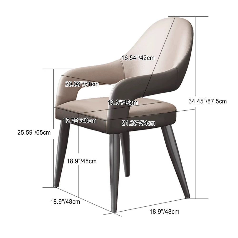 Modern Simplicity Iron PU Leather Sponge Square Elliptical Dining Chair Backrest Armrest For Dining Room