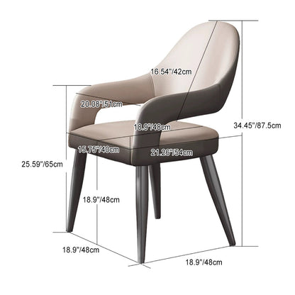 Modern Simplicity Iron PU Leather Sponge Square Elliptical Dining Chair Backrest Armrest For Dining Room