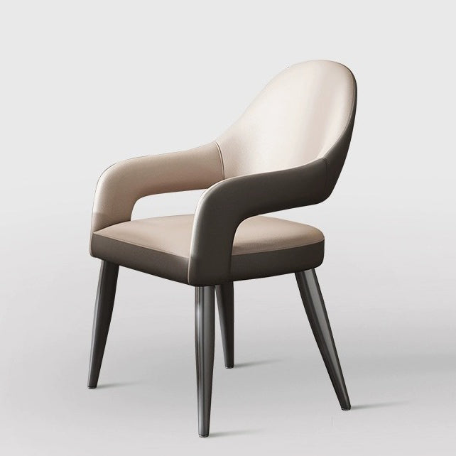 Modern Simplicity Iron PU Leather Sponge Square Elliptical Dining Chair Backrest Armrest For Dining Room