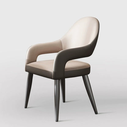 Modern Simplicity Iron PU Leather Sponge Square Elliptical Dining Chair Backrest Armrest For Dining Room