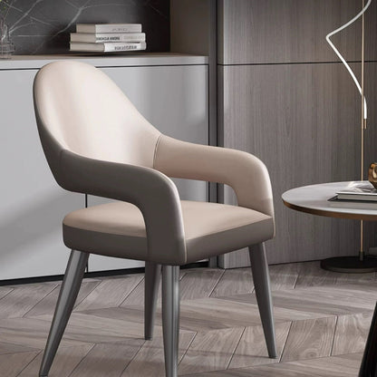 Modern Simplicity Iron PU Leather Sponge Square Elliptical Dining Chair Backrest Armrest For Dining Room
