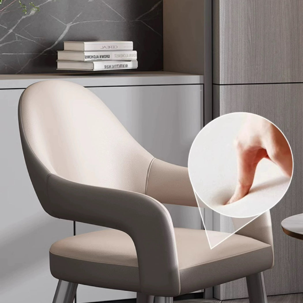 Modern Simplicity Iron PU Leather Sponge Square Elliptical Dining Chair Backrest Armrest For Dining Room