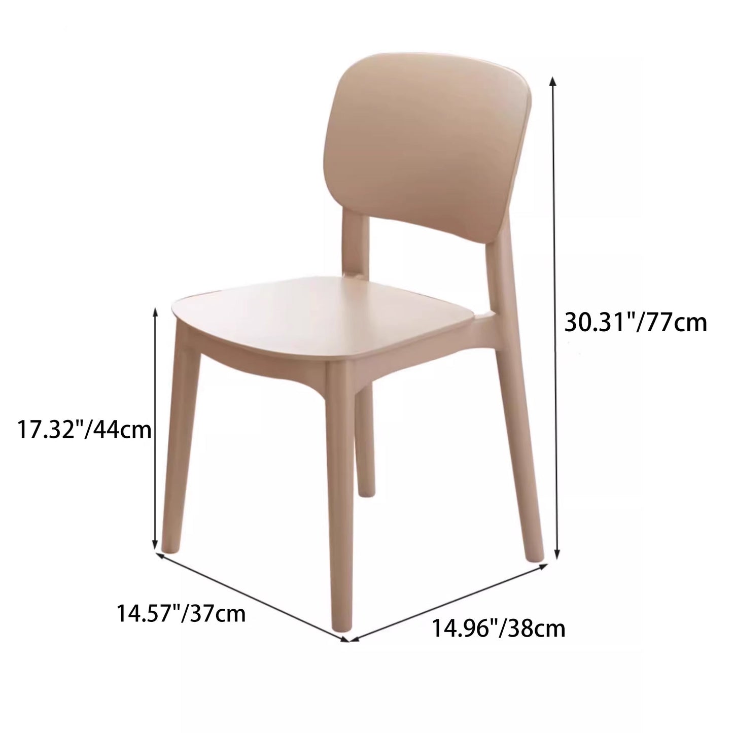 Contemporary Scandinavian PP Square Dinning Chair Backrest Stackable For Dining Room