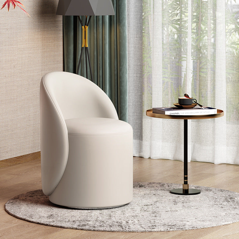 Modern Simplicity Lambswool Fleece PU Leather Wood Sponge Thumb Round Curved Vanity Stool Backrest Swivel For Bedroom