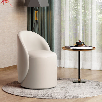 Modern Simplicity Lambswool Fleece PU Leather Wood Sponge Thumb Round Curved Vanity Stool Backrest Swivel For Bedroom