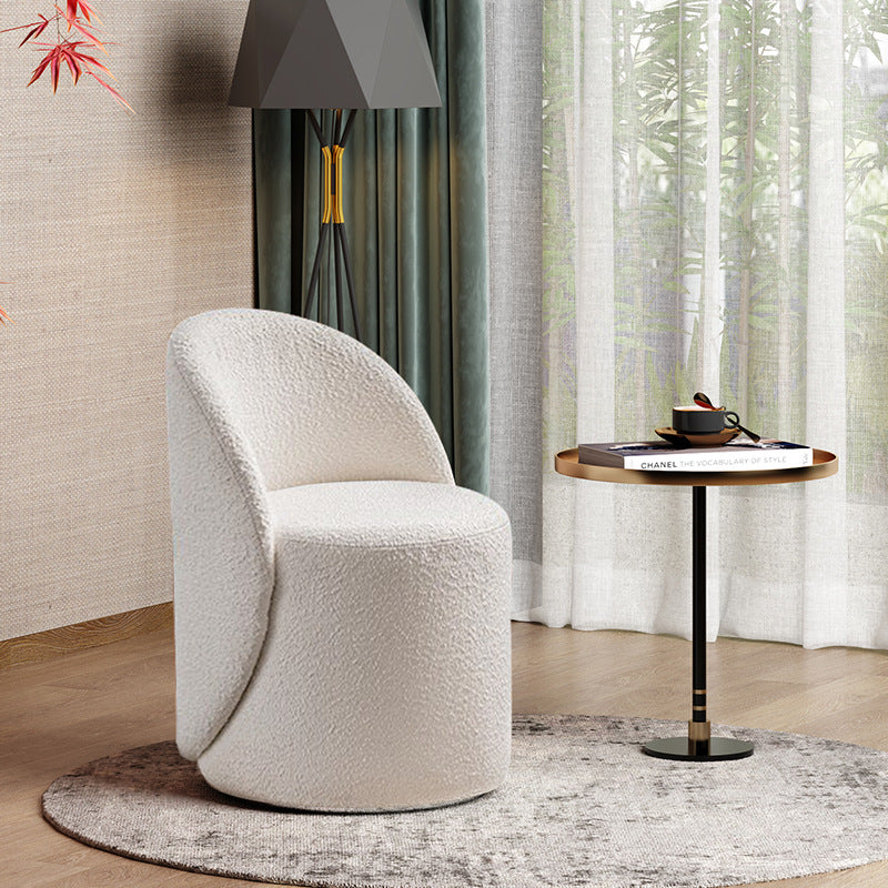 Modern Simplicity Lambswool Fleece PU Leather Wood Sponge Thumb Round Curved Vanity Stool Backrest Swivel For Bedroom