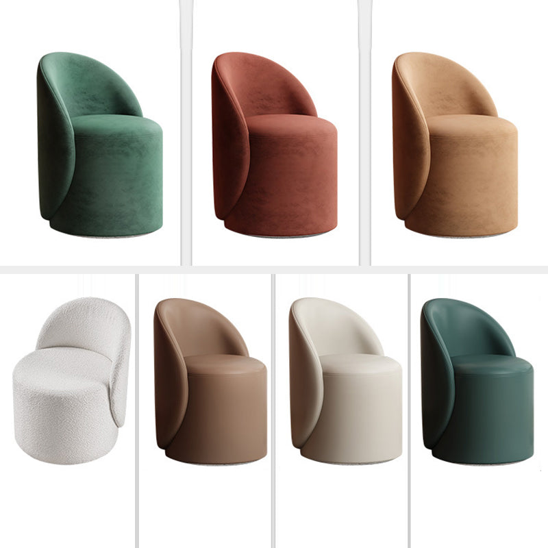 Modern Simplicity Lambswool Fleece PU Leather Wood Sponge Thumb Round Curved Vanity Stool Backrest Swivel For Bedroom