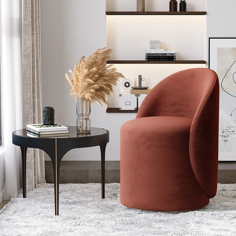 Modern Simplicity Lambswool Fleece PU Leather Wood Sponge Thumb Round Curved Vanity Stool Backrest Swivel For Bedroom
