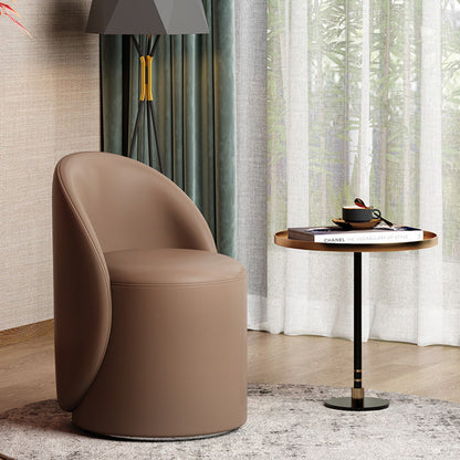 Modern Simplicity Lambswool Fleece PU Leather Wood Sponge Thumb Round Curved Vanity Stool Backrest Swivel For Bedroom