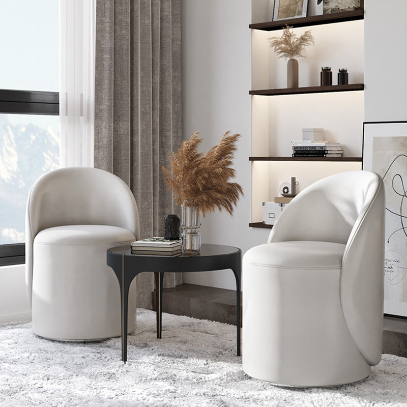 Modern Simplicity Lambswool Fleece PU Leather Wood Sponge Thumb Round Curved Vanity Stool Backrest Swivel For Bedroom