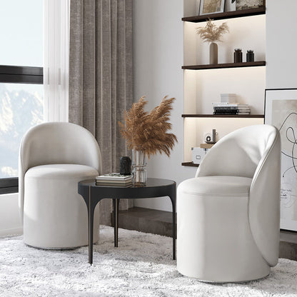 Modern Simplicity Lambswool Fleece PU Leather Wood Sponge Thumb Round Curved Vanity Stool Backrest Swivel For Bedroom