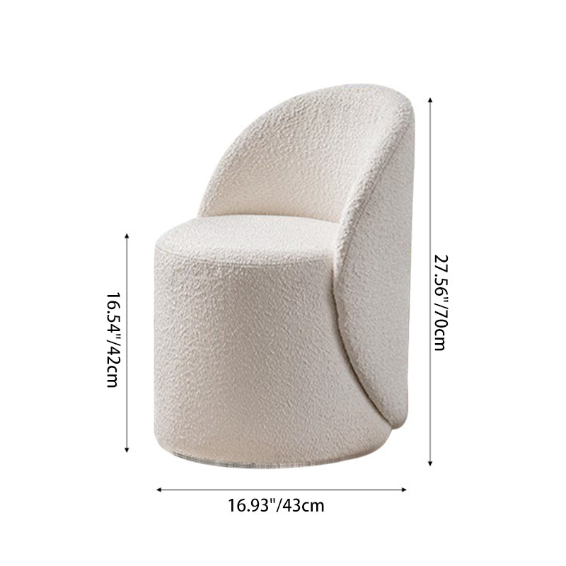 Modern Simplicity Lambswool Fleece PU Leather Wood Sponge Thumb Round Curved Vanity Stool Backrest Swivel For Bedroom