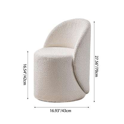 Modern Simplicity Lambswool Fleece PU Leather Wood Sponge Thumb Round Curved Vanity Stool Backrest Swivel For Bedroom
