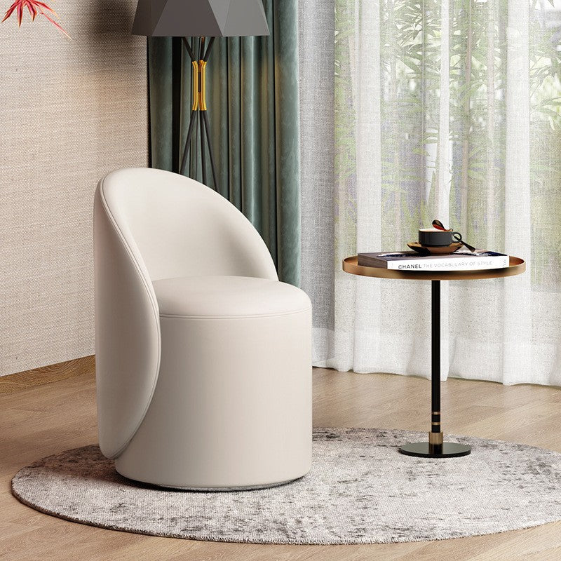 Modern Simplicity Lambswool Fleece PU Leather Wood Sponge Thumb Round Curved Vanity Stool Backrest Swivel For Bedroom