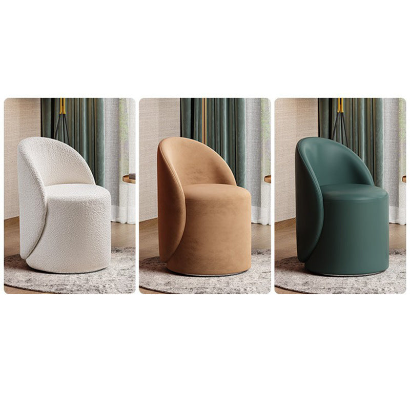 Modern Simplicity Lambswool Fleece PU Leather Wood Sponge Thumb Round Curved Vanity Stool Backrest Swivel For Bedroom
