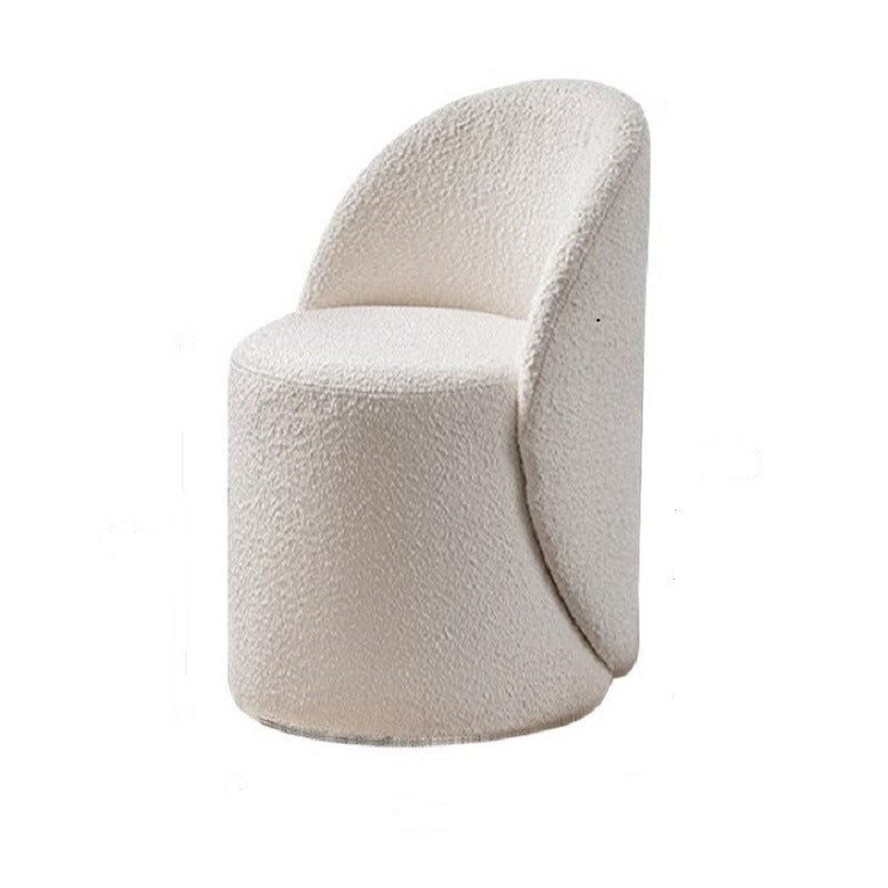 Modern Simplicity Lambswool Fleece PU Leather Wood Sponge Thumb Round Curved Vanity Stool Backrest Swivel For Bedroom