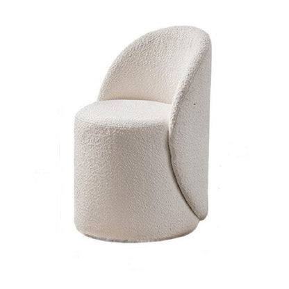 Modern Simplicity Lambswool Fleece PU Leather Wood Sponge Thumb Round Curved Vanity Stool Backrest Swivel For Bedroom