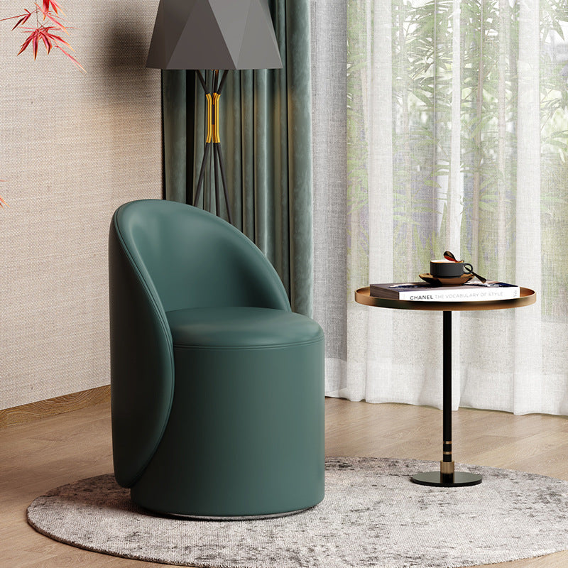 Modern Simplicity Lambswool Fleece PU Leather Wood Sponge Thumb Round Curved Vanity Stool Backrest Swivel For Bedroom