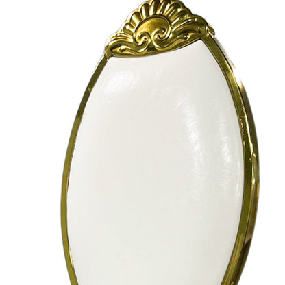 Traditional European Waxed Leather Sponge Stainless Steel Oval Carved Dining Chair Backrest For Dining Room