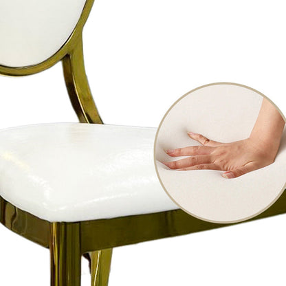 Traditional European Waxed Leather Sponge Stainless Steel Oval Carved Dining Chair Backrest For Dining Room