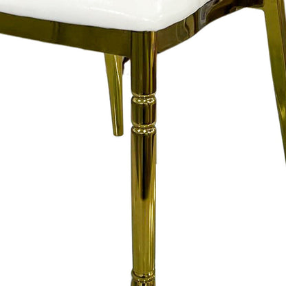 Traditional European Waxed Leather Sponge Stainless Steel Oval Carved Dining Chair Backrest For Dining Room