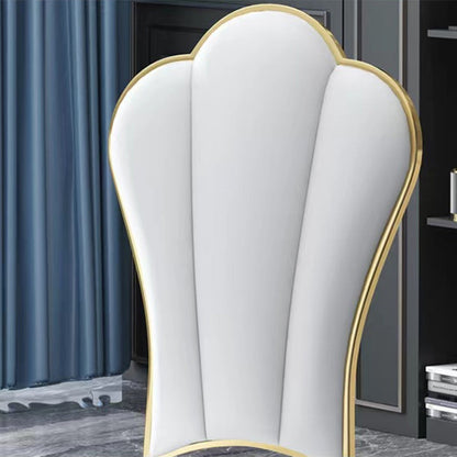Contemporary Nordic Stainless Steel Faux Leather Sponge Petal Square Dining Chair Backrest For Dining Room