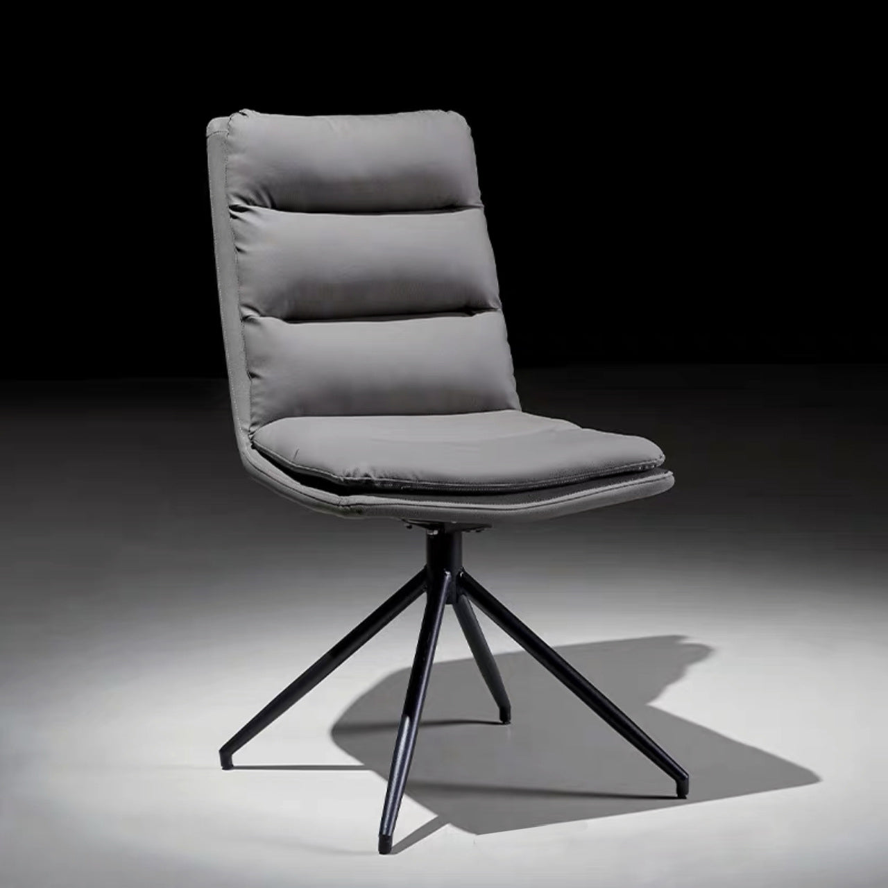 Modern Minimalist Faux Leather Carbon Steel Sponge Square Striped Dining Chair Backrest Swivel For Dining Room