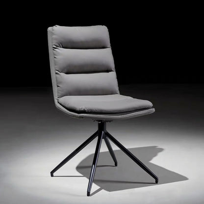 Modern Minimalist Faux Leather Carbon Steel Sponge Square Striped Dining Chair Backrest Swivel For Dining Room