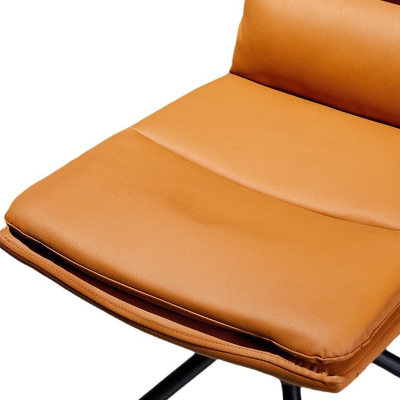 Modern Minimalist Faux Leather Carbon Steel Sponge Square Striped Dining Chair Backrest Swivel For Dining Room