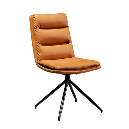 Modern Minimalist Faux Leather Carbon Steel Sponge Square Striped Dining Chair Backrest Swivel For Dining Room