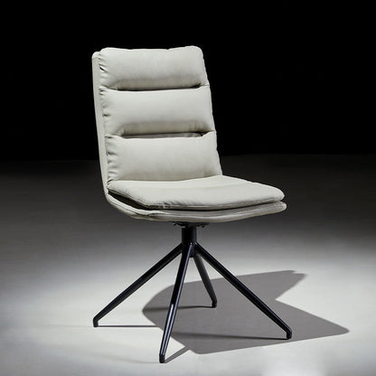 Modern Minimalist Faux Leather Carbon Steel Sponge Square Striped Dining Chair Backrest Swivel For Dining Room