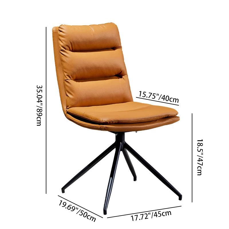 Modern Minimalist Faux Leather Carbon Steel Sponge Square Striped Dining Chair Backrest Swivel For Dining Room