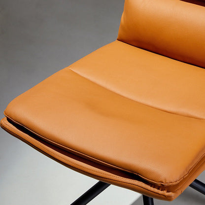 Modern Minimalist Faux Leather Carbon Steel Sponge Square Striped Dining Chair Backrest Swivel For Dining Room