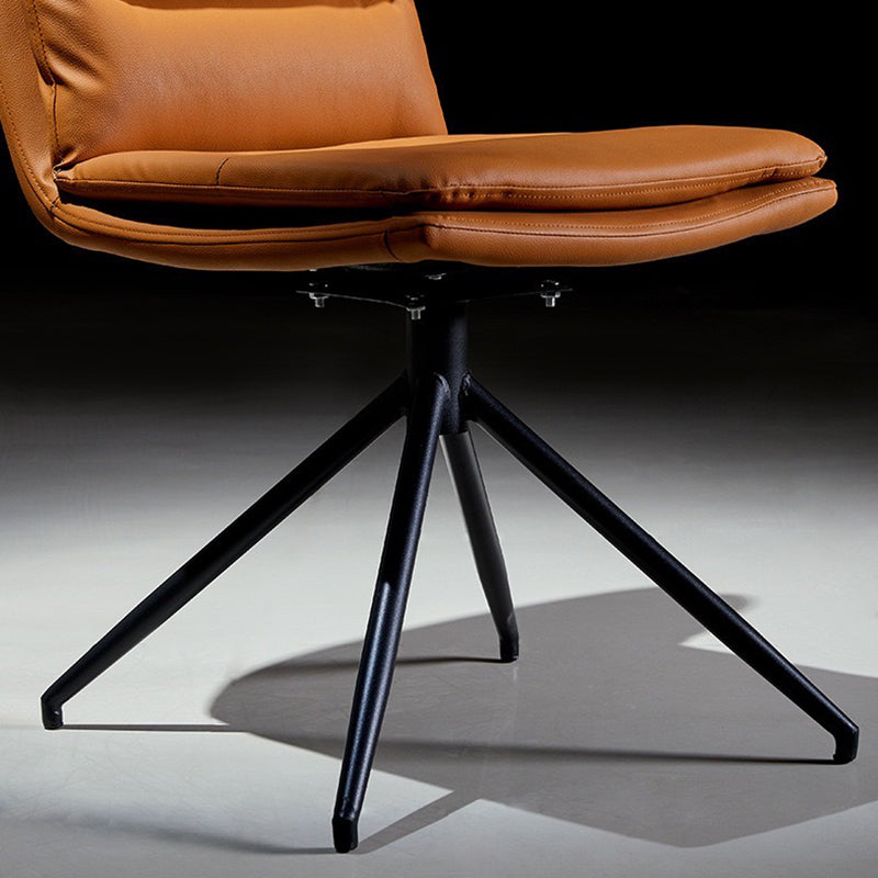 Modern Minimalist Faux Leather Carbon Steel Sponge Square Striped Dining Chair Backrest Swivel For Dining Room