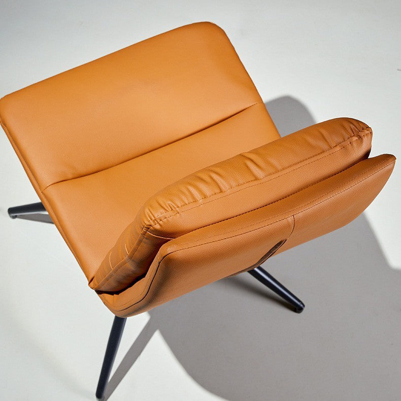 Modern Minimalist Faux Leather Carbon Steel Sponge Square Striped Dining Chair Backrest Swivel For Dining Room