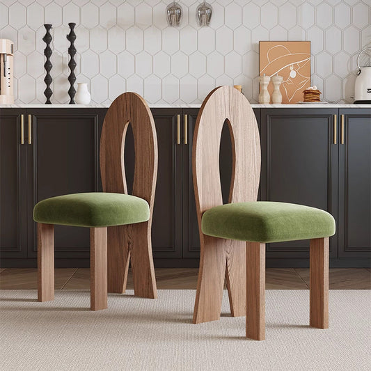 Traditional French Ash Wood Velvet Sponge Mermaid Oval Square Dining Chair Backrest For Dining Room