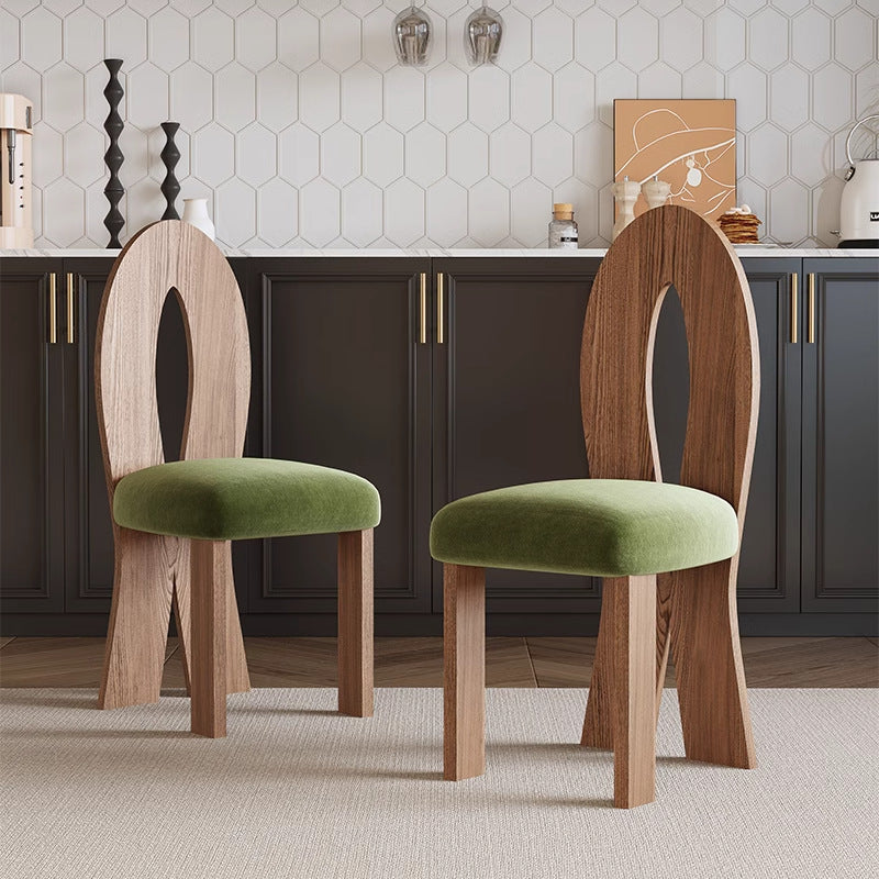 Traditional French Ash Wood Velvet Sponge Mermaid Oval Square Dining Chair Backrest For Dining Room