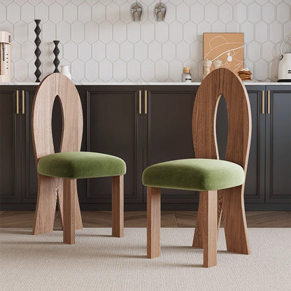 Traditional French Ash Wood Velvet Sponge Mermaid Oval Square Dining Chair Backrest For Dining Room