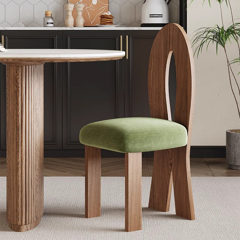 Traditional French Ash Wood Velvet Sponge Mermaid Oval Square Dining Chair Backrest For Dining Room