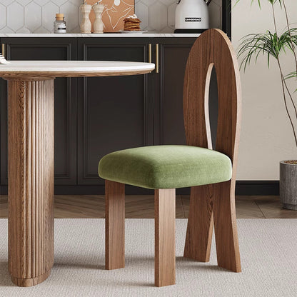 Traditional French Ash Wood Velvet Sponge Mermaid Oval Square Dining Chair Backrest For Dining Room