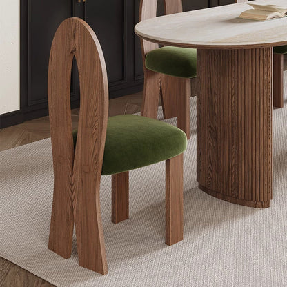 Traditional French Ash Wood Velvet Sponge Mermaid Oval Square Dining Chair Backrest For Dining Room