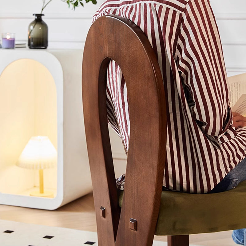 Traditional French Ash Wood Velvet Sponge Mermaid Oval Square Dining Chair Backrest For Dining Room